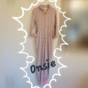 Goodnight Kiss Pale Pink With Gray Polka Dots Onesie /Pajama. L